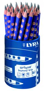 Lyra Groove Slim grafitová tužka JUMBO, trojhranná, B, s výřezy, 10 mm - box 36 ks