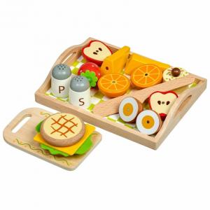 Dřevěný hračkářsky magnetický set - Snídaně na podnosu