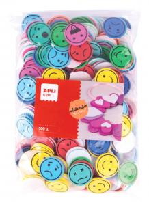 Pěnovka tvary - Smajlíci 10 emocií, samolepící, JUMBO pack, 500 ks, mix barev